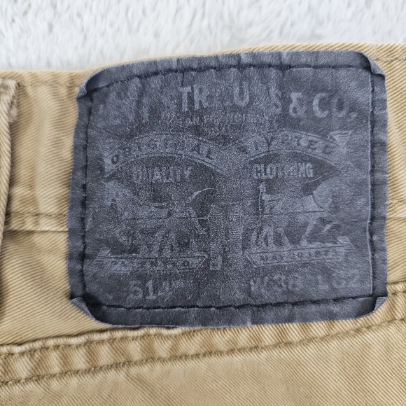 Levi's 514 Straight Fit Jeans Men's 38x31* Khaki Tan Cotton Twill Pants Mid Rise - Picture 6 of 9